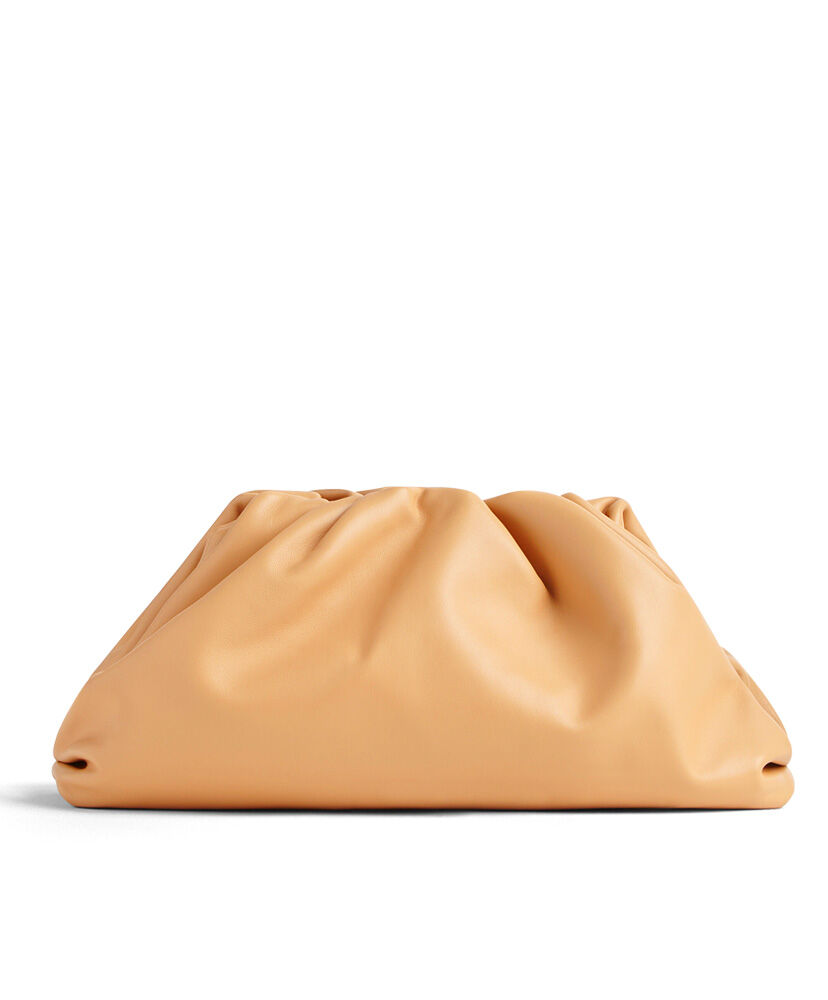 Bottega Veneta Teen Pouch Leather Clutch Apricot